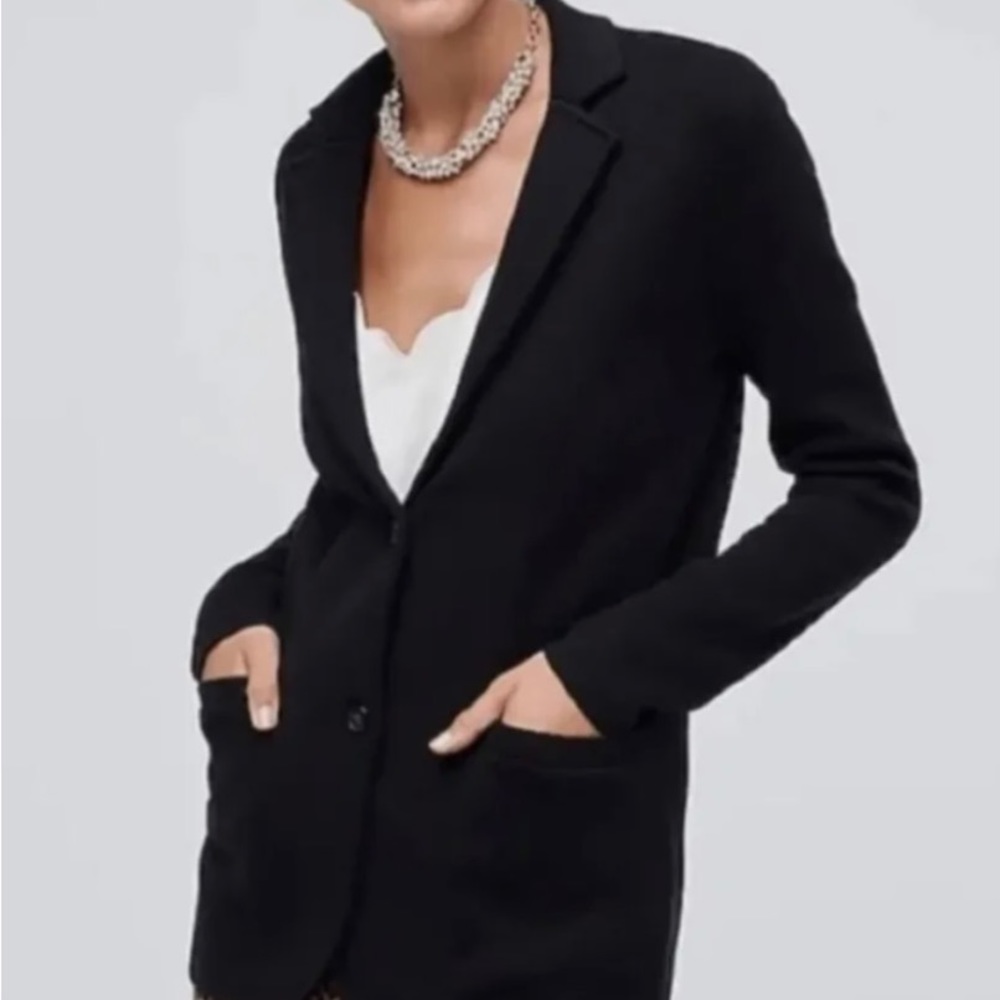 J Crew Factory Sweater Blazer Black Sz XXS - Picture 2 of 9